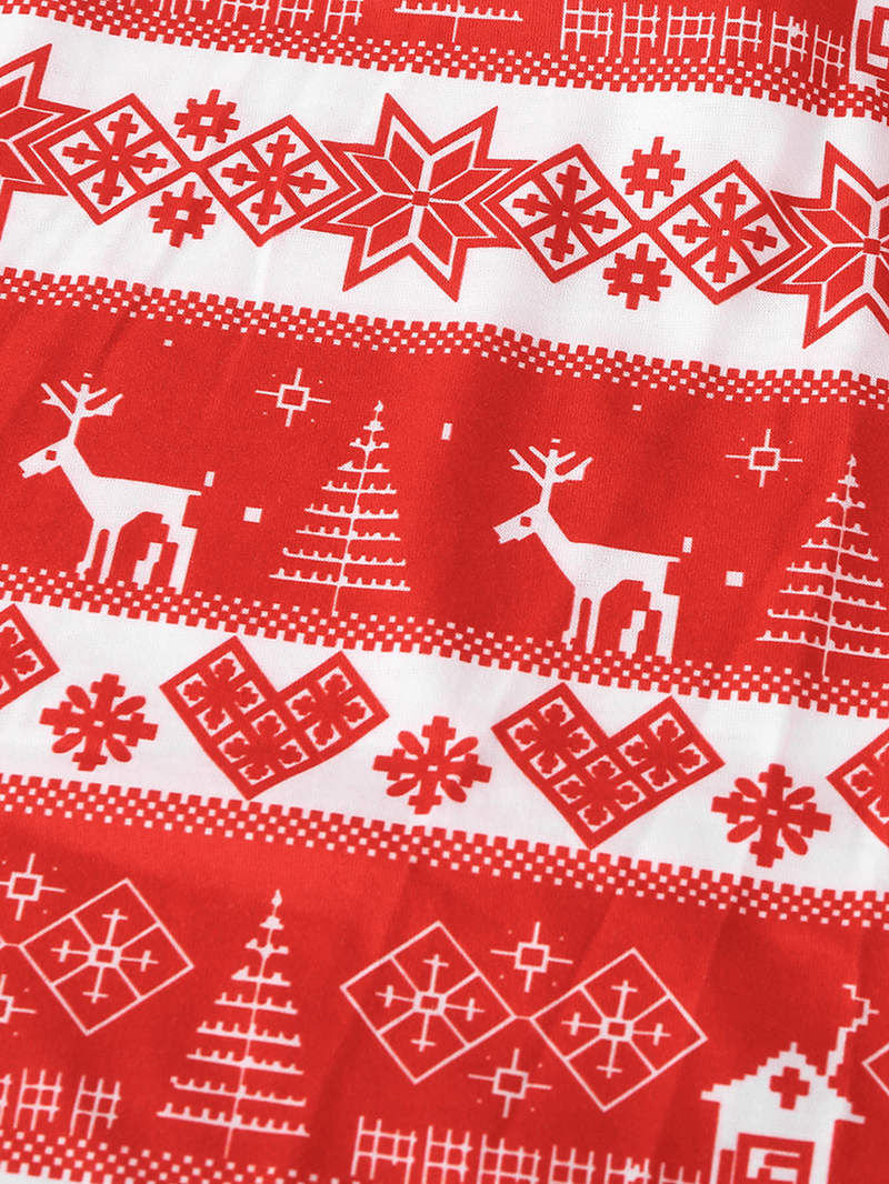 Mens Christmas Text Print Top Elk Pattern Loose Pants Two-Piece Home Lounge Pajamas Set - MRSLM