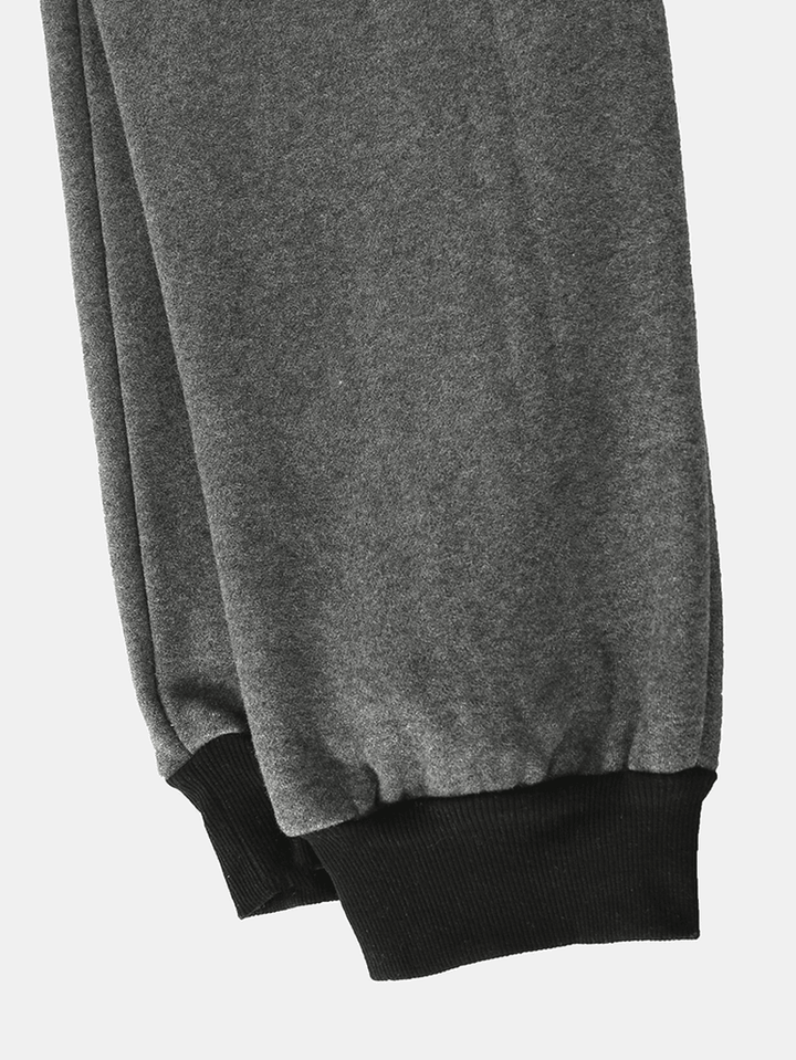 Mens Cotton Solid Hooded Pocket Long Sleeve Home Jumpsuit Zipper Sleepwear - MRSLM