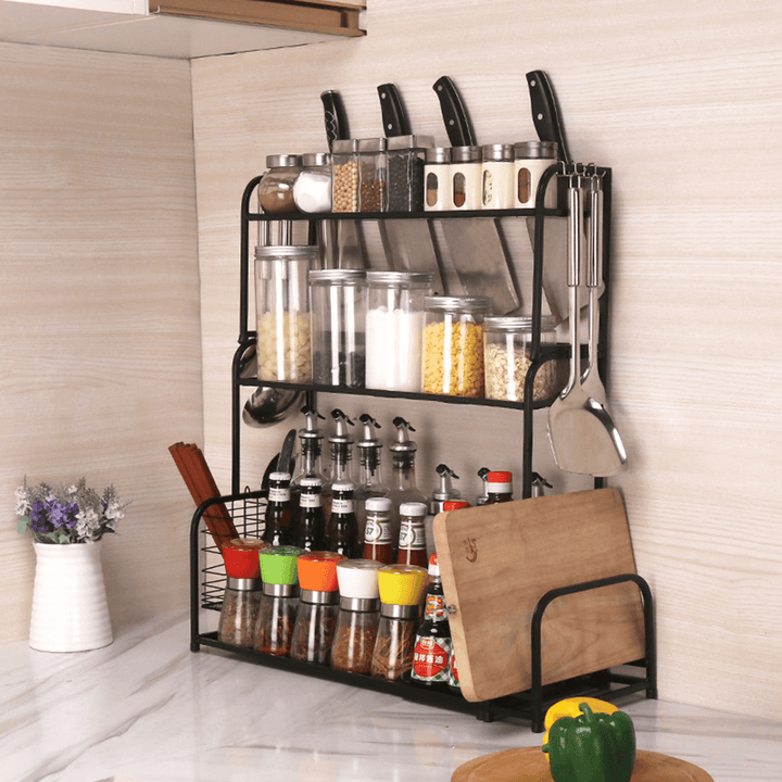2/3 Layer Kitchen Storage Stand Holders & Racks Kitchen Shelf Holder Tool Flavoring Spice Rack - MRSLM