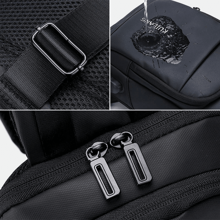 Men Oxford Large Capacity USB Charging Chest Bag Fashion Casual Wild Bus Card Pocket Design Crossbody Bag Shoulder Bag - MRSLM