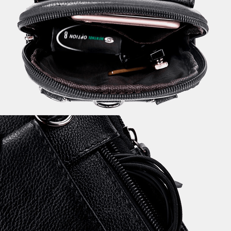Men Genuine Leather 6.3 Inch Phone Holder Belt Bag Crossbody Bag - MRSLM