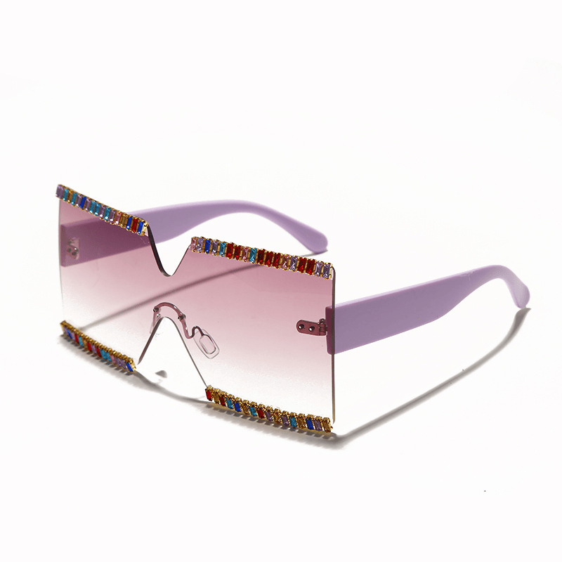 Large Frame Ocean Mirror Rhinestone Sunglasses Cut Edge Sunglasses - MRSLM