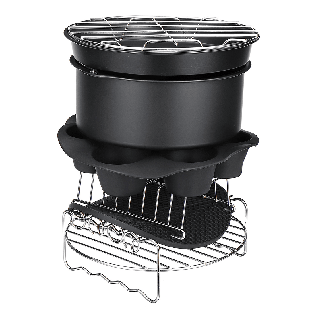 9Inch 12Pcs/Set Air Fryer with Baking Pad Pot Silicone Mat BBQ Grill Pan Multi-Purpose Cooking Accessories - MRSLM