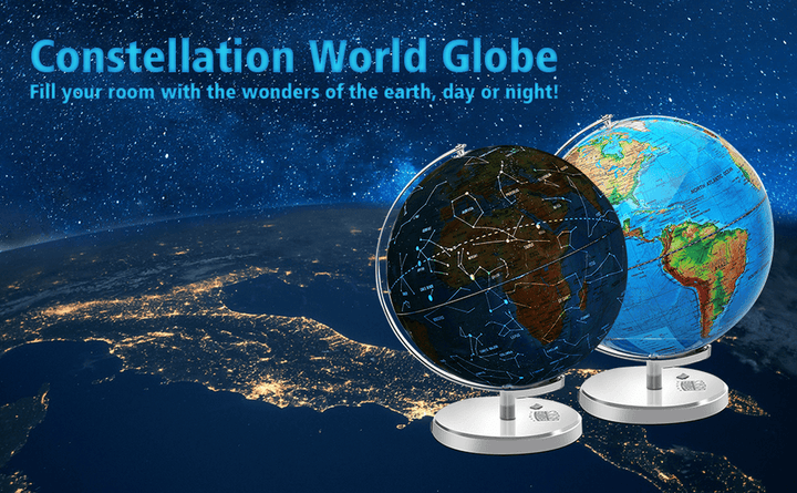 113 in 1 12 Inch Desktop World Globe with LED Light Geography Teaching Office Supply for Teacher Student - MRSLM