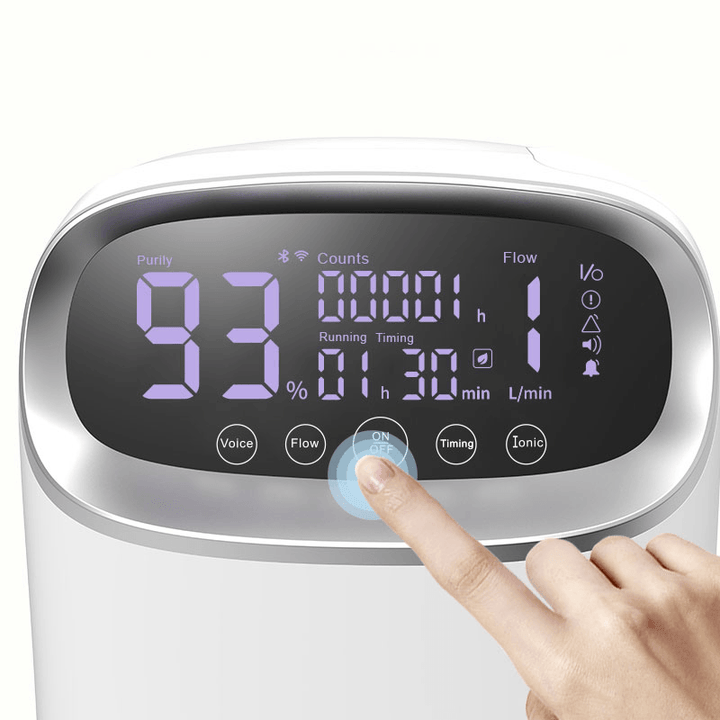 Oxygen Concentrator BOXYM BXM-JY101W 2 in 1 Atomizer Oxygen Generator 1L-7L Home Use Oxygen Generating Machine with Smart Touch Screen Remote Control Voice Broadcast - MRSLM
