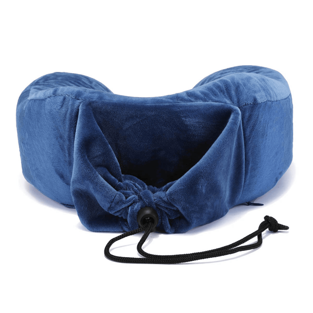 Honana Blue Slow Rebound Memory Cotton Comfortable Neck Pillow U Type Pillow Storage Travel Pillow - MRSLM
