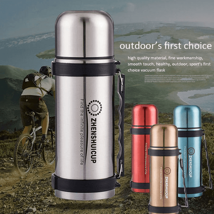 1.2L Large Outdoor Stainless Steel Travel Mug Thermos Vacuum Flask Bottle with Cup Bottles - MRSLM