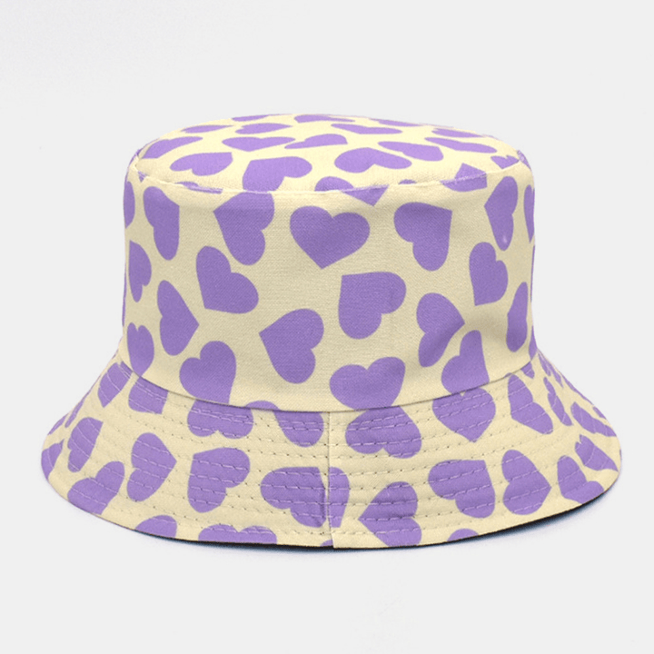 Women & Men Love Print Pattern Double-Sided Outdoor Casual Sunshade Bucket Hat - MRSLM