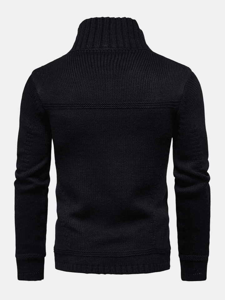Mens Solid Color Warm Long Sleeve Knitted Cardigans - MRSLM
