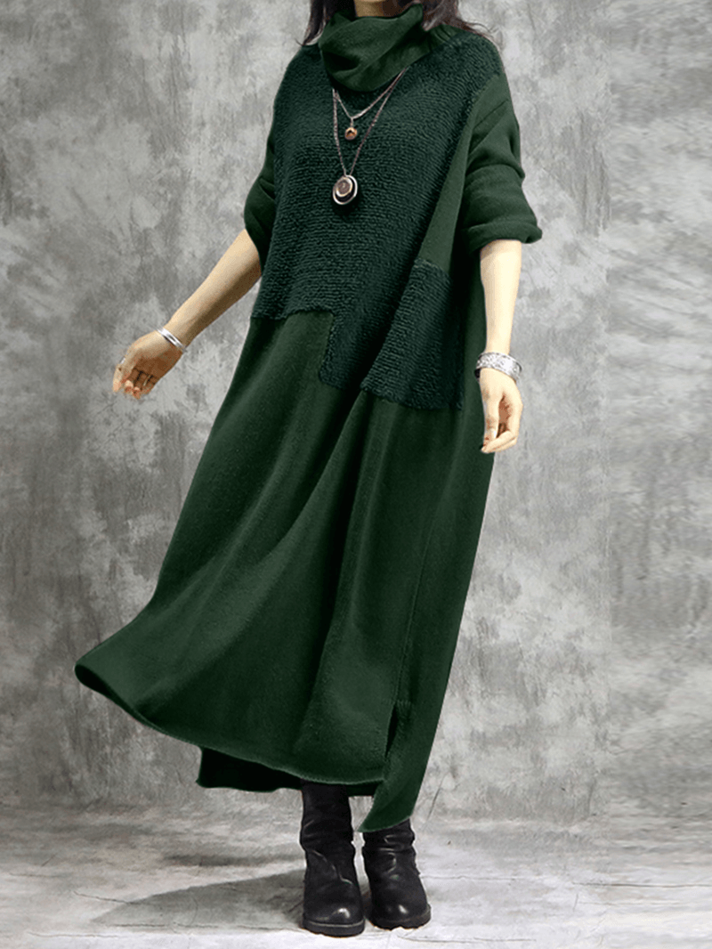 Women Casual Solid Color Long Sleeve Maxi Dress - MRSLM