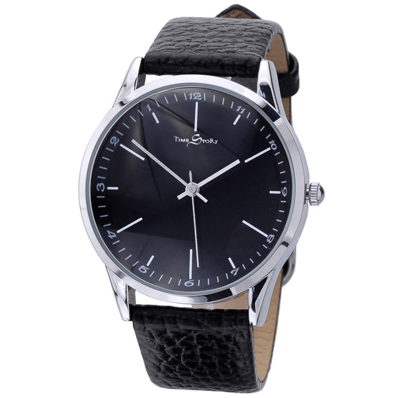 Story Time Retro Belt Cowhide Strap Ultra-Thin Men Watch Quartz Watch Reverse Backwards Watch - MRSLM