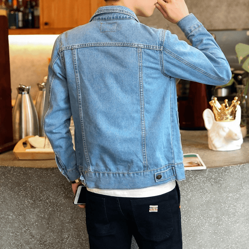 Spring and Autumn Denim Jacket Male Couple Motorcycle Jacket - MRSLM