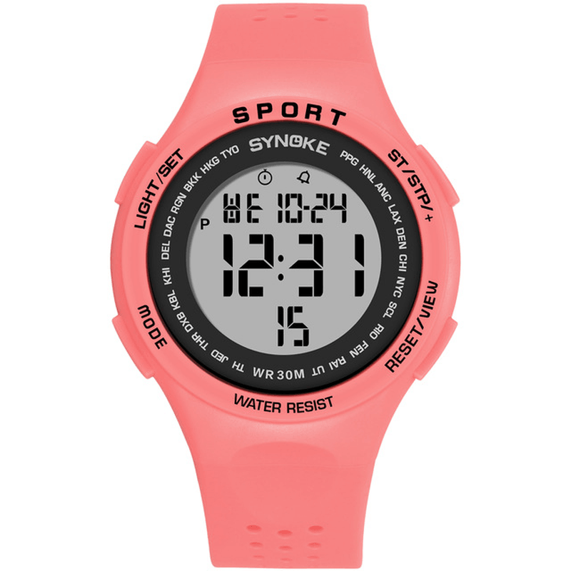 SYNOKE 9616 EL Display Silicone Strap Sport Watch 3ATM Waterproof Alarm Student Digital Watch - MRSLM