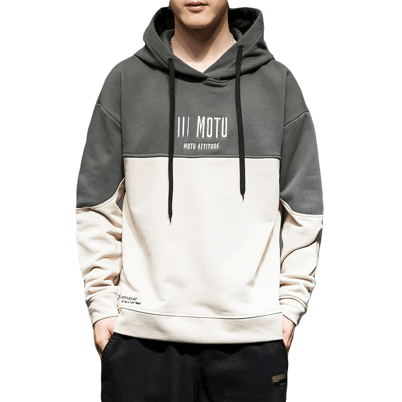 Hooded Sweater Men'S Color Matching Loose Hoodie Trendy Casual - MRSLM