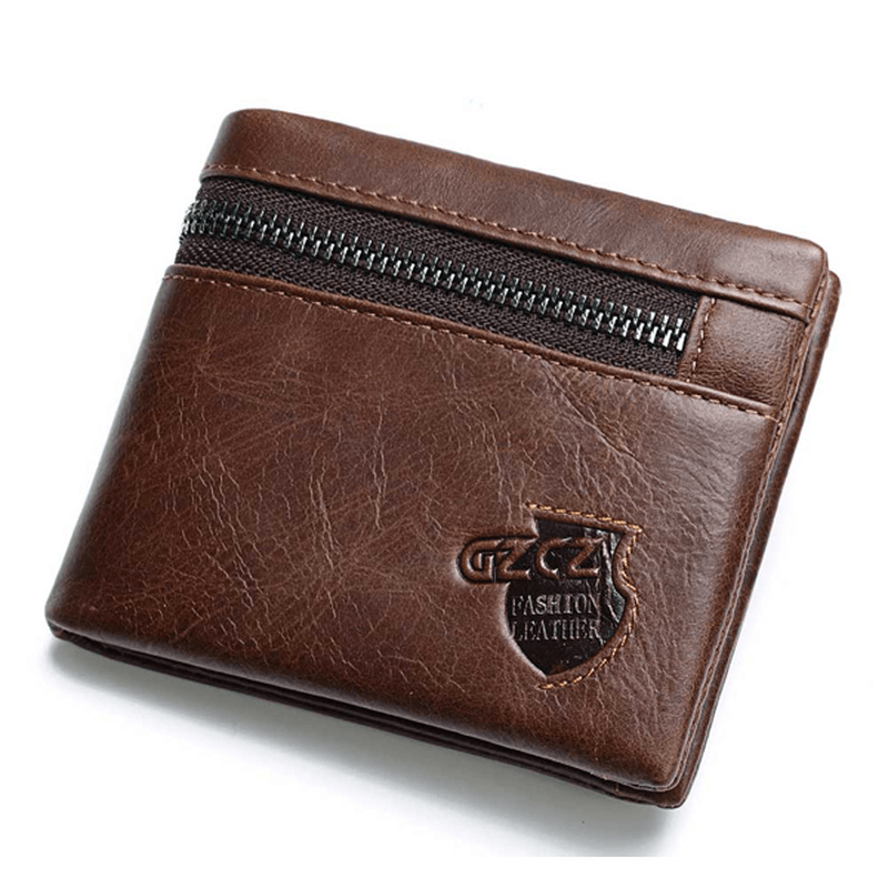 Vintage Genuine Leather 11 Card Slots Coin Bag Trifold Walle - MRSLM