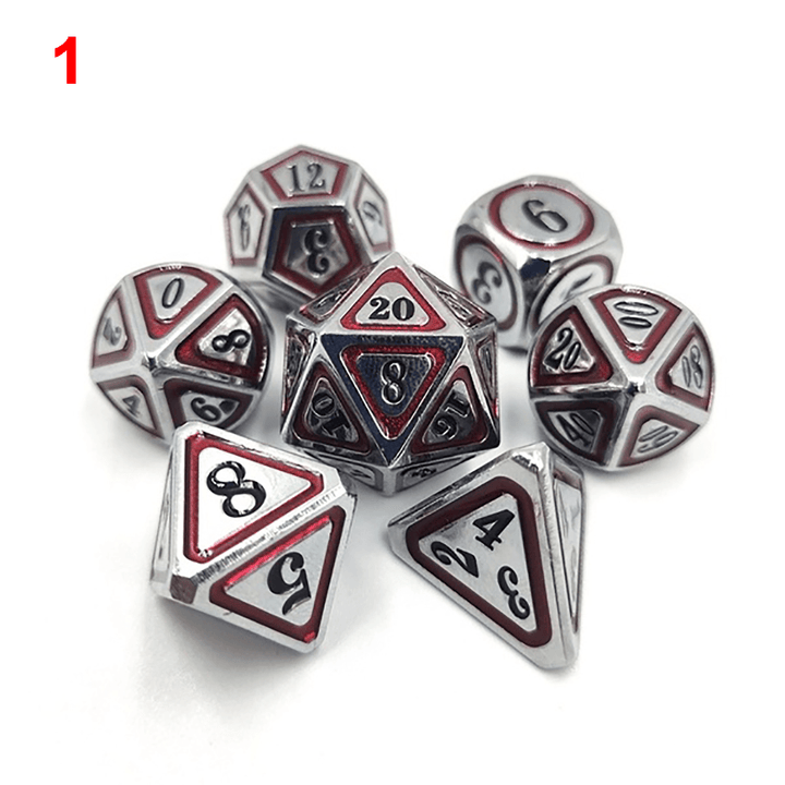 7Pcs/Set Metal Polyhedral Dices Set Role Playing Dungeons and Dragons Bag Bar Party Table Games Dice - MRSLM