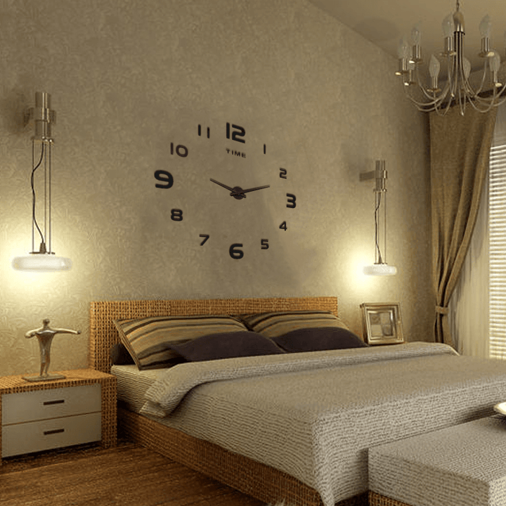 Large Wall Clock Decorative 3D DIY Luxurious Silent and Modern Home Decorations Mirror Surface - MRSLM