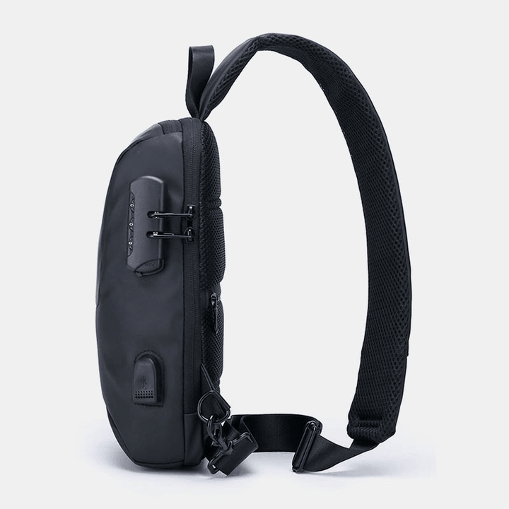Men Oxford Anti-Theft Password Lock Large Capacity Chest Bag Travel USB Charging Waterproof Breathable Messenger Bag Shoulder Bag - MRSLM