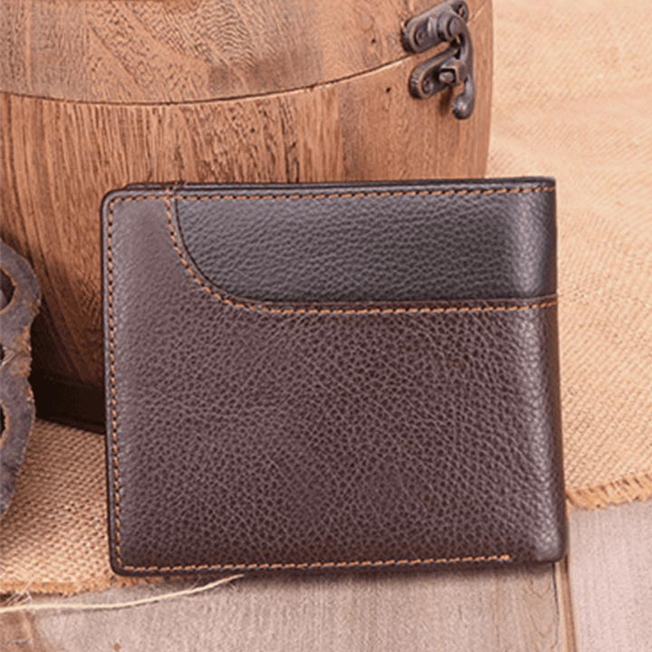 Men RFID Genuine Leather Multi-Card Slots Money Clip Wallet - MRSLM