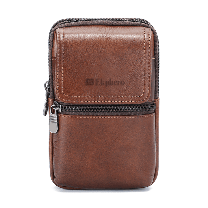 Ekphero Men Cowhide Minimalist Fashion Phone Pocket Waist Bag Crossbody Bag - MRSLM