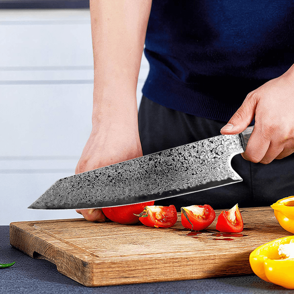8Inch Damascus Steel Kitchen Knife Multi-Function Drawing Slicer Meat Cooking Knife Stable Wooden Handlefor Kitchen Tool - MRSLM