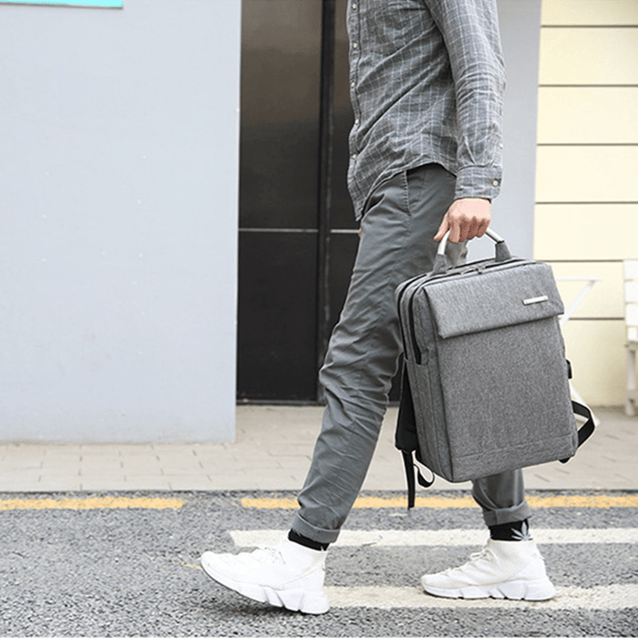 Men Casual Business Large Capacity Multifunctional Backpack with USB Charging Port - MRSLM