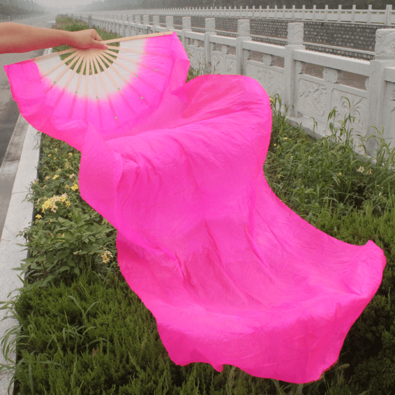 1.8M Lengthen Belly Dance Fan Imitated Silk Fabric Bamboo Fans Dance Dancing Performance Supplies - MRSLM