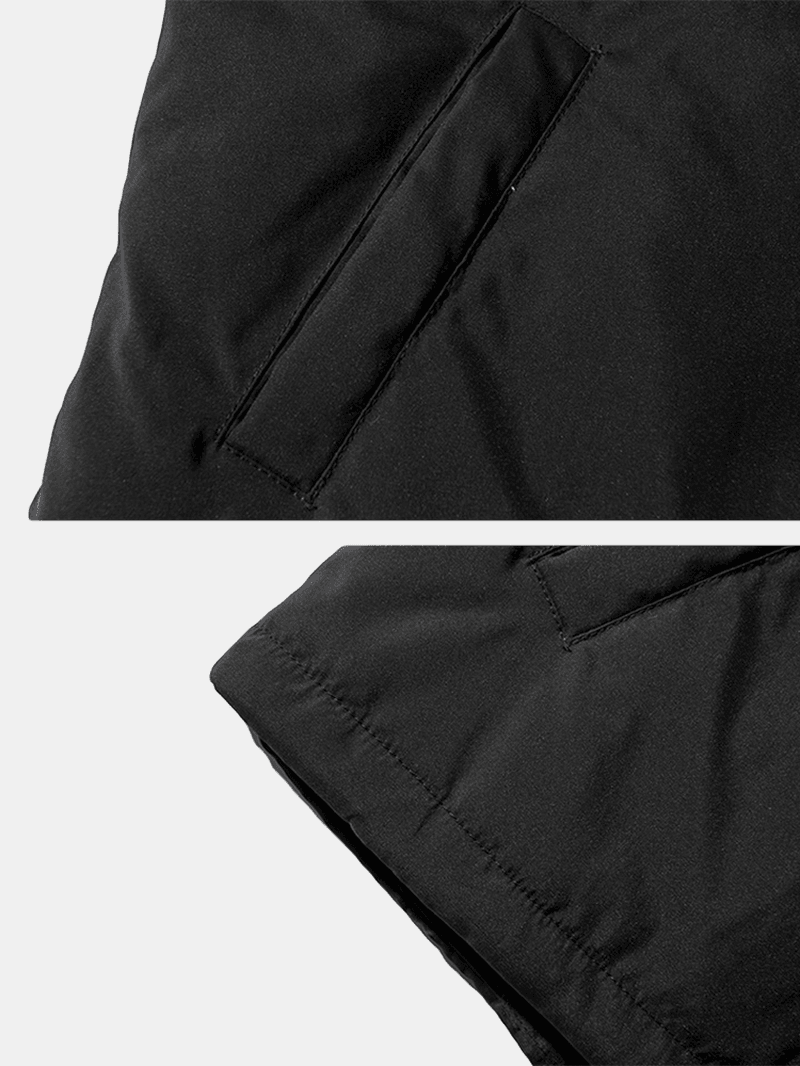 Mens Letter Text Print Zip Front Drawstring Hem Jacket Coats with Pocket - MRSLM