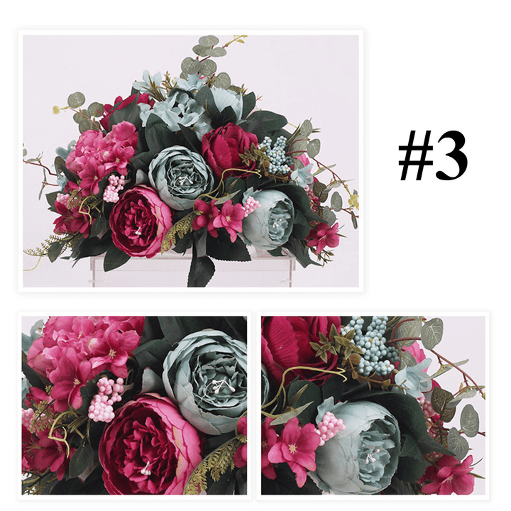 38Cm Silk Rose Peony Artificial Flower T Station Stand Backdrop Wedding Decor Supplies - MRSLM