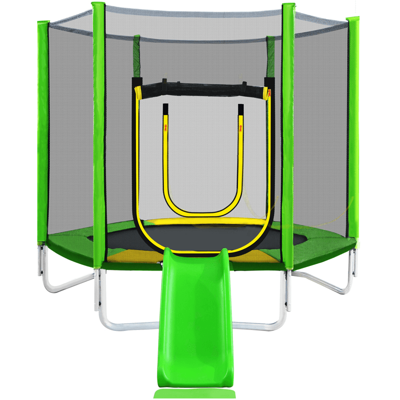 [US Direct] Bominfit 7Inch Fitness Trampoline with Slide Aerobic Jump Training Gym Exercise Jump Kids Adult Home Garden Exercise Tools - MRSLM