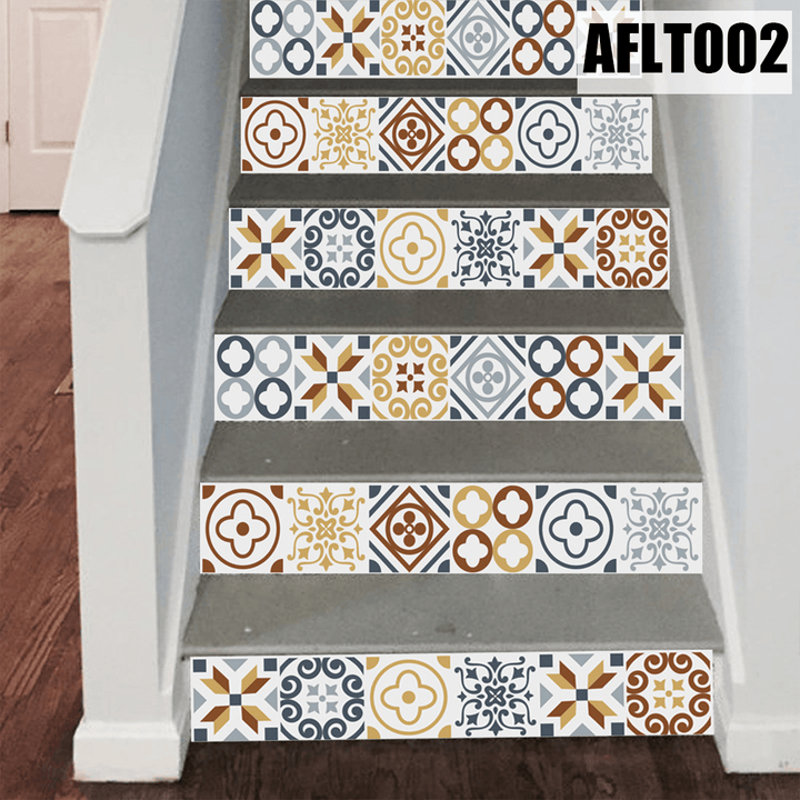 6PCS Stair Step Decals Stickers Stair Riser Decals Tile Backsplash Contact Paper - MRSLM