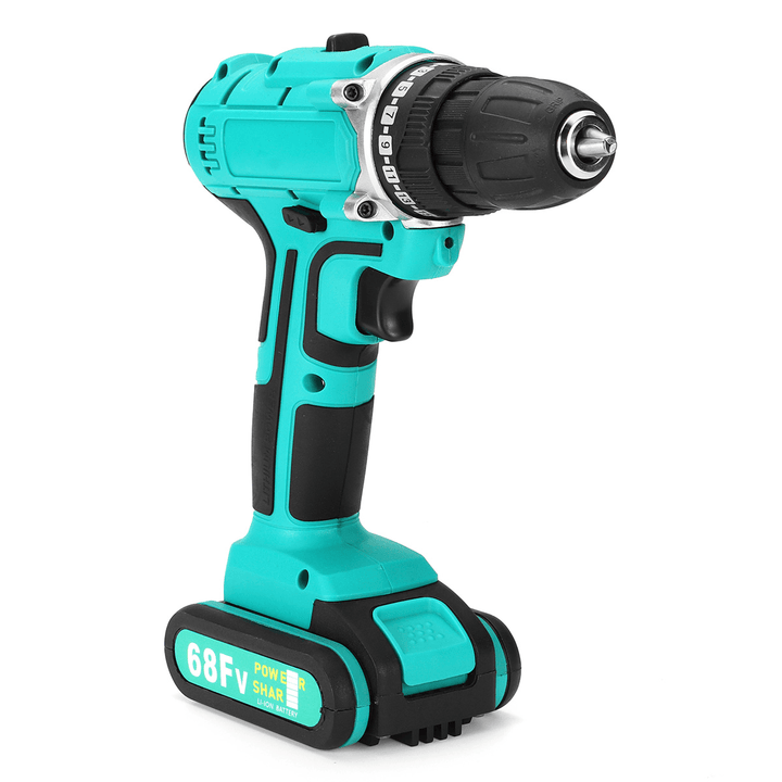 68FV Household Lithium Electric Screwdriver 2 Speed Impact Power Drills Rechargeable Drill Driver W/ 1 Li-Ion Batteries - MRSLM