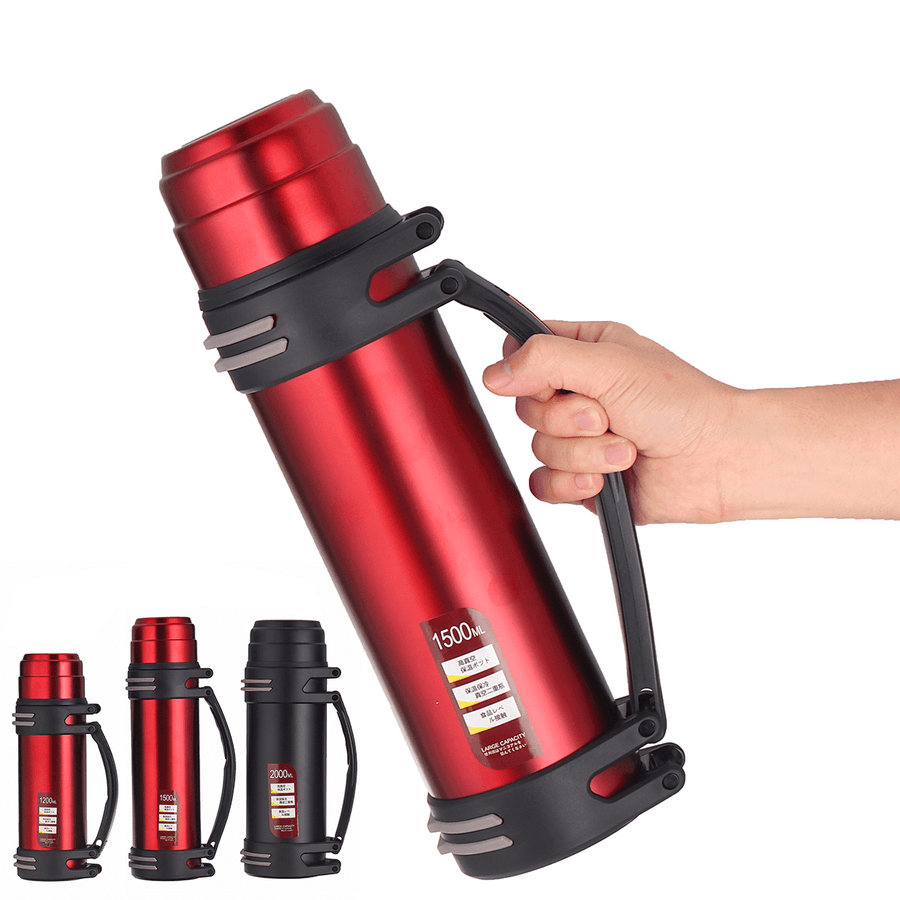 1.2/1.5/2.0L Vacuum Flask Insulated Cup 304 Stainless Steel Coffee Tea Water Bottle for Camping Travel Sport Office - MRSLM