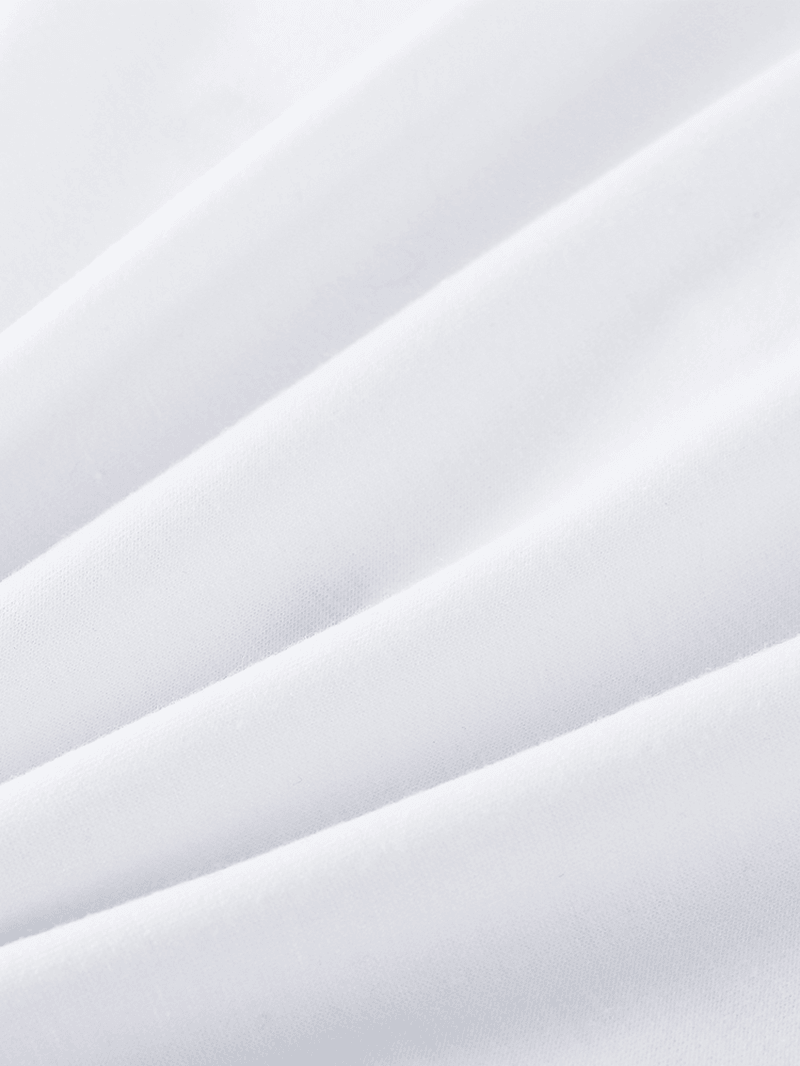 100% Cotton Mens Simple Cartoon Embroidery Short Sleeve White Casual Golf Shirts - MRSLM