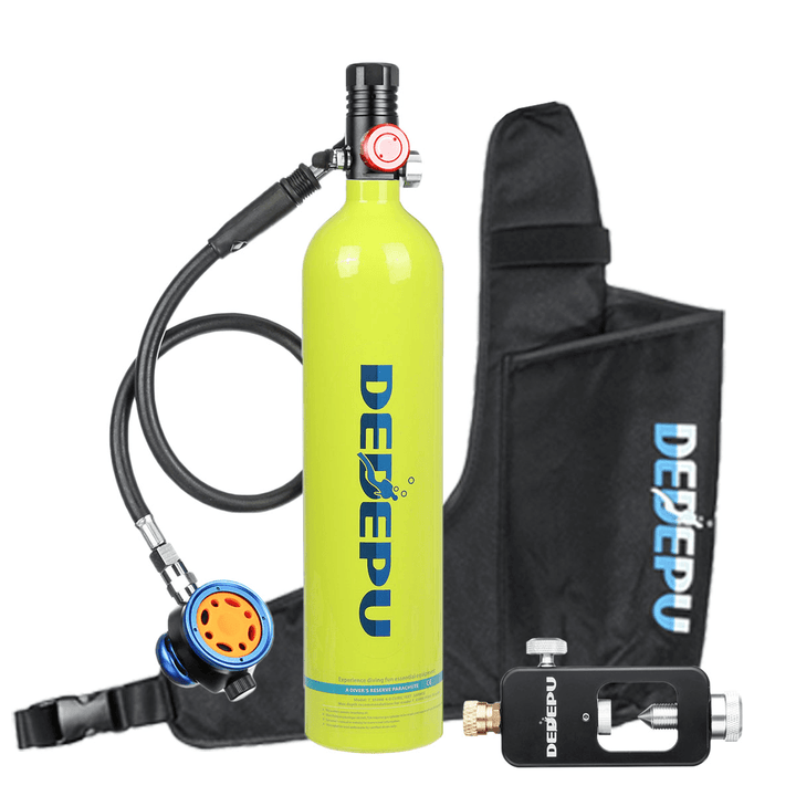 DEDEPU 3 Pcs 1L Mini Diving Scuba Cylinder Oxygen Tank Diving Respirator Breathing Adapter with Air Tank Bag Underwater Equipment - MRSLM