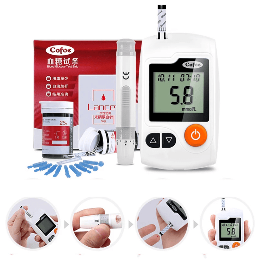 Sinocare GA-3 Glucometer Medical Blood Glucose Meter Blood Sugar Monitor Diabetes Tester with 50Pcs Test Strips and Lancets Needles - MRSLM