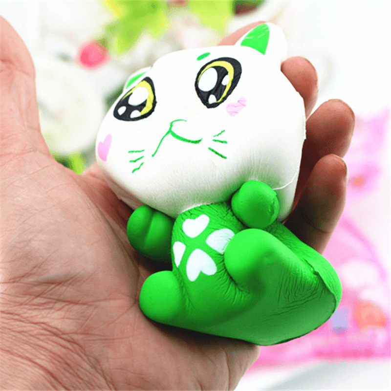 11.5Cm PU Corful Green Cat Slow Rising Squishy Decompression Toys with Original Packaging - MRSLM