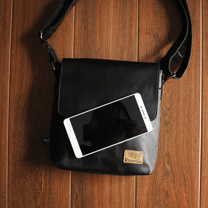 Men PU Leahter Back Anti-Theft Pocket Crossbody Bags Casual 6.5 Inch Phone Bag Messenger Bag Shoulder Bag Travel Bag - MRSLM