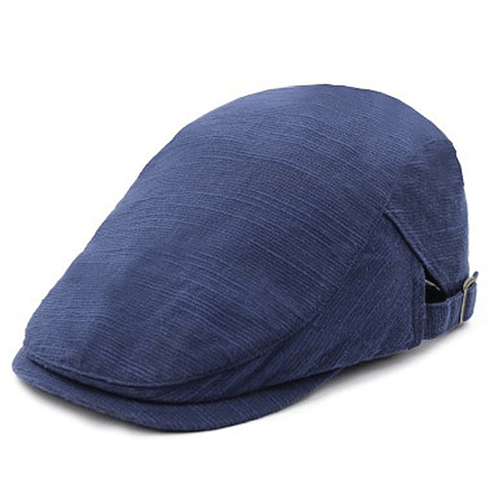 Men Women Cotton Retro Plaid Beret Hat Cabbie Cap - MRSLM