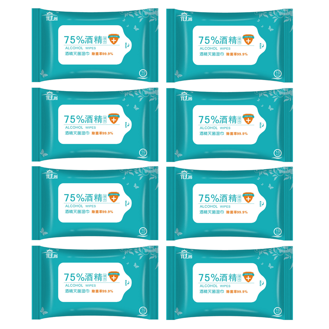 SHANGTAITAI 8 Packs of 10 Pcs 75% Medical Alcohol Wipes 99.9% Antibacterial Disinfection Cleaning Wet Wipes Disposable Wipes for Cleaning and Sterilization in Office Home School Swab - MRSLM