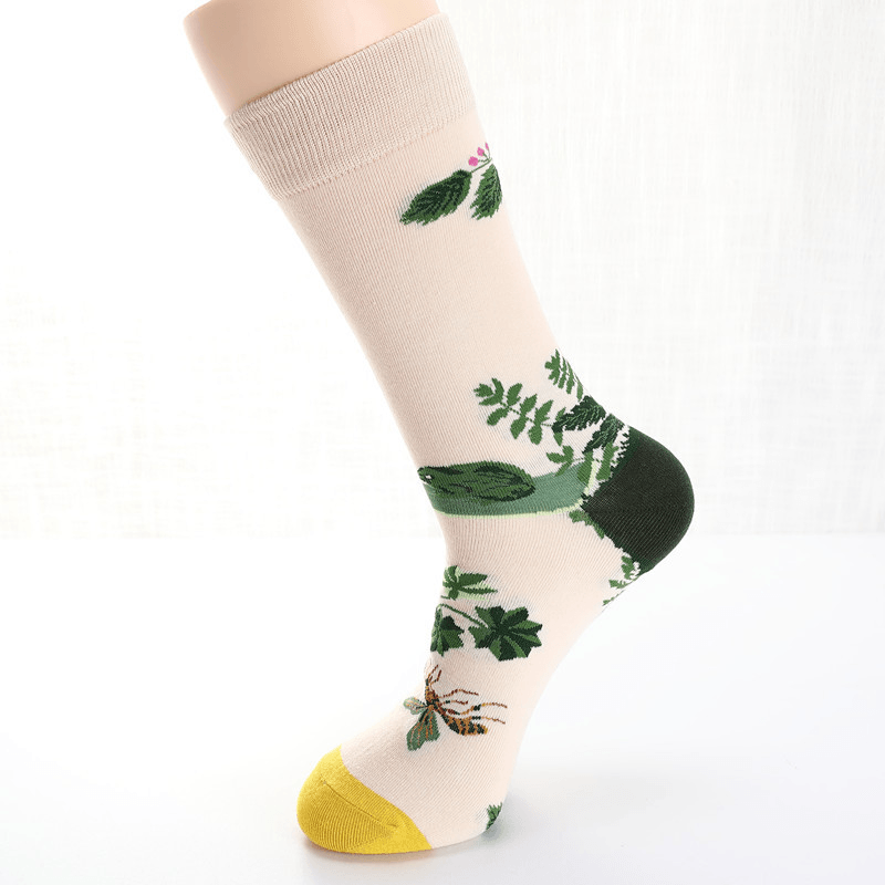 Men Dove Tulips Birds and Flowers Illustration Fashion Socks - MRSLM