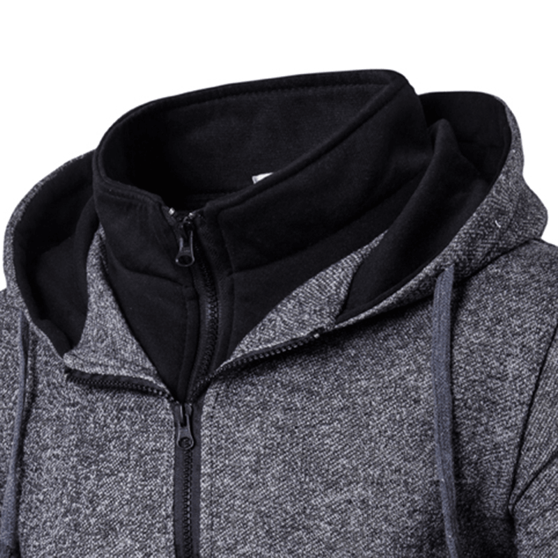 Mens Drawstring Zipper Sweatshirt Cotton Hoodies Jacket - MRSLM