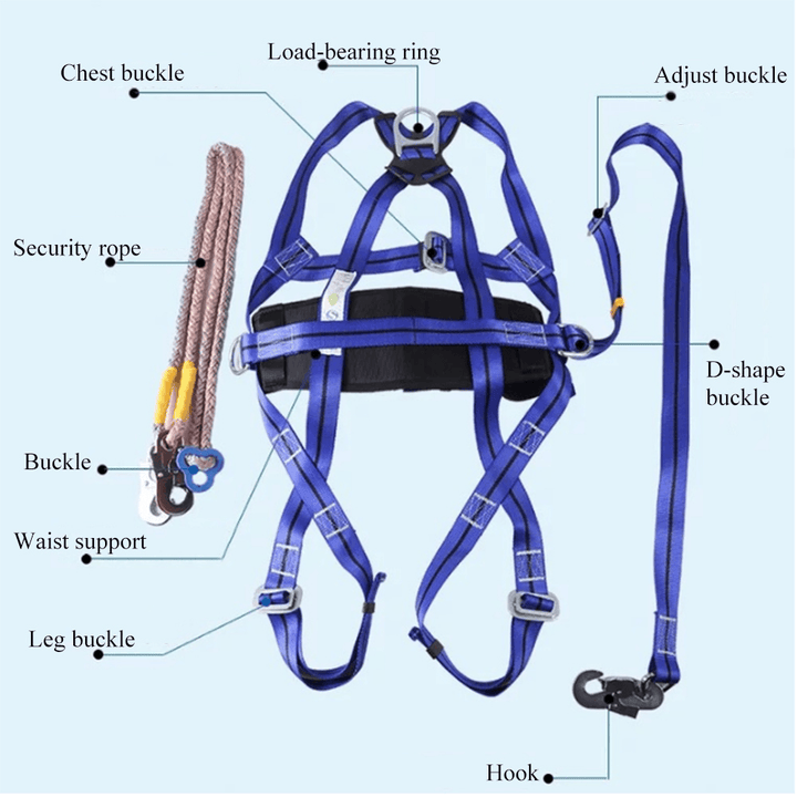 Outdoor Camping Climbing Safety Harness Seat Belt Blue Sitting Rock Climbing Rappelling Tool Rock Climbing Accessory - MRSLM