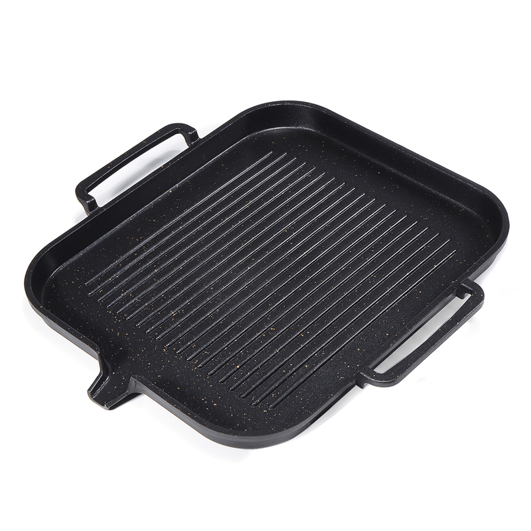 2-4 People BBQ Barbecue Aluminum Frying Grill Pan Plate Non Stick Coating Cookware Induction Cooking - MRSLM
