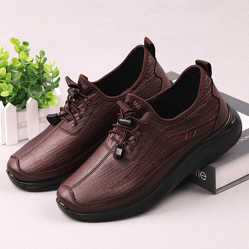 Men Microfiber Leather Breathable Soft Sole Lightweight Elastic Band Casual Sports Shoes - MRSLM