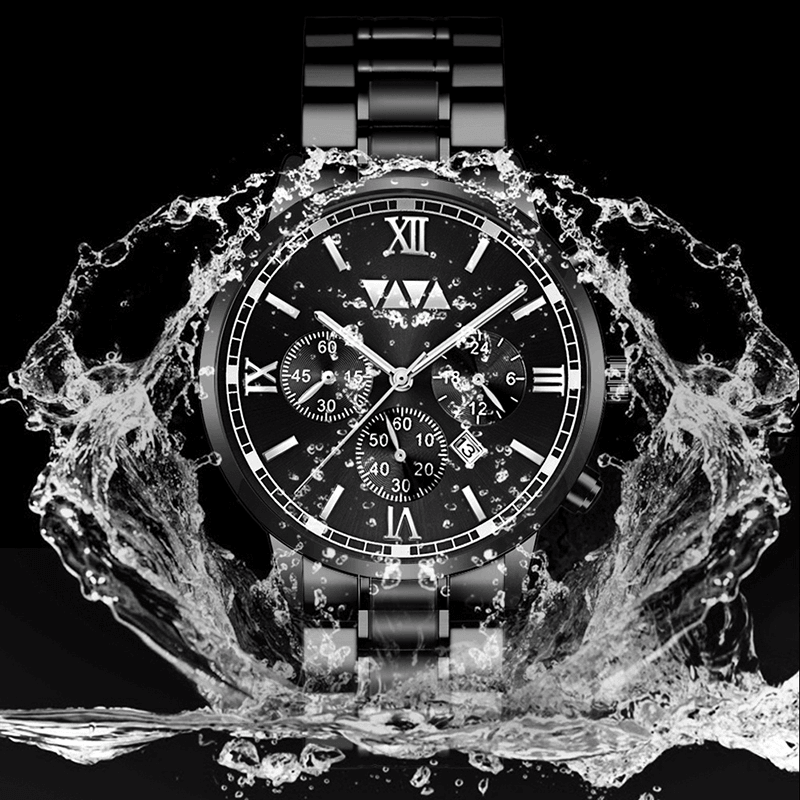 VA VA VOOM VA-2142 Fashion Men Watch Waterproof Date Display Stainless Steel Strap Quartz Watch - MRSLM