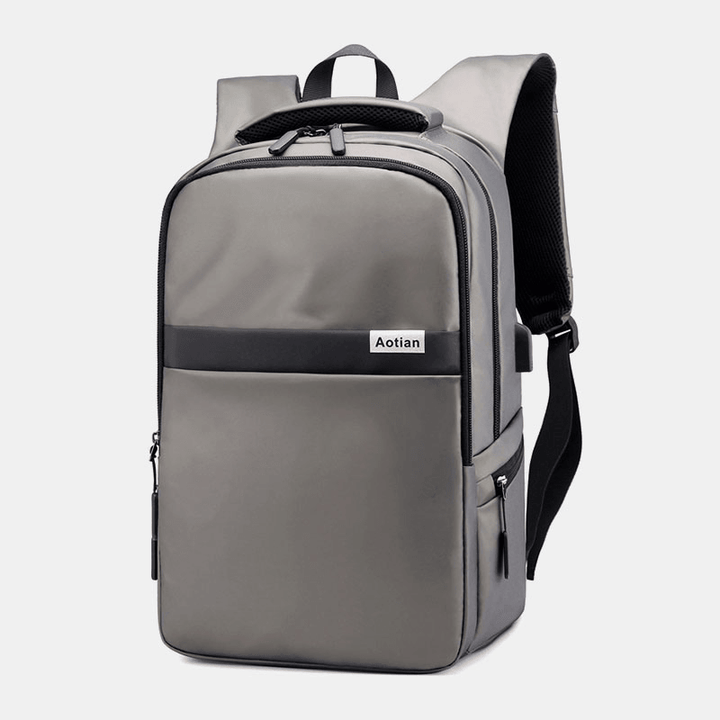 Men USB Charging Outdoor Nylon Travel Waterproof Large Capacity 13 Inch Laptop Bag Travel Bag Backpack - MRSLM