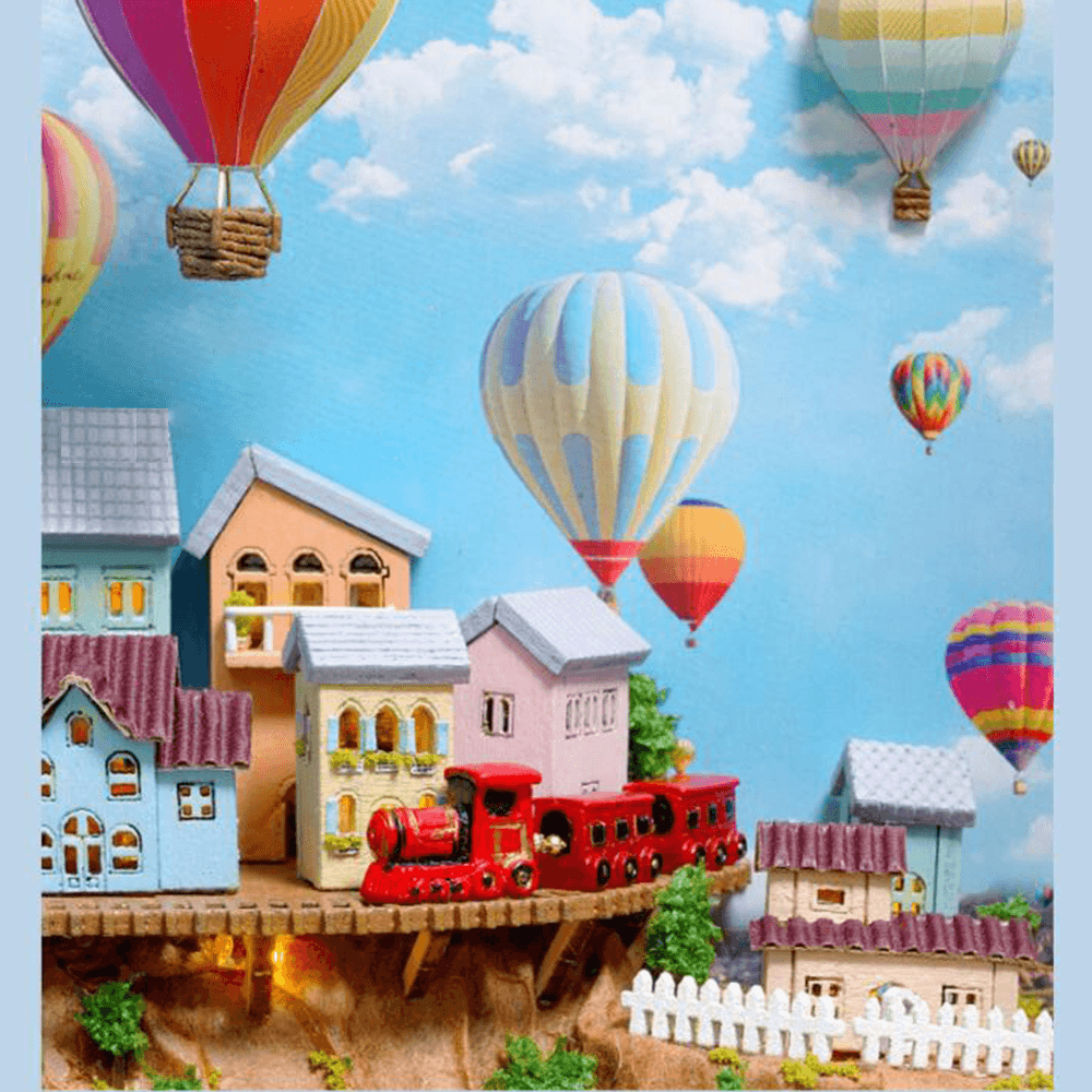 CUTE ROOM Hot Air Balloon Theme DIY Assembled Doll House for Children Toys - MRSLM