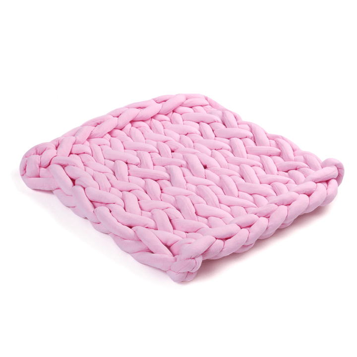 50 X 50Cm Handmade Knitted Blanket Cotton Soft Washable Lint-Free Throw Multicolored Thick Thread Blankets - MRSLM