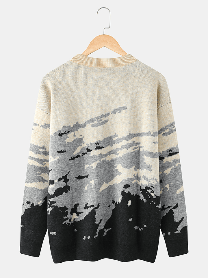 Mens Rib Knitted Pattern Drop Shoulder Casual Pullover Sweaters - MRSLM